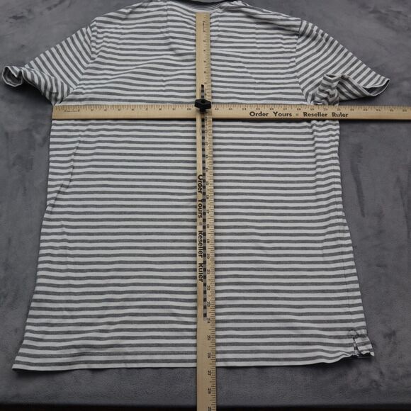 Banana Republic Shirt Mens L Gray Short Sleeve Chest Button Collared Stripe Polo - Picture 4 of 14